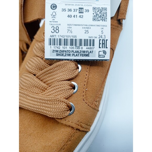 Zara Suede Fringe Sneaker in Deep Caramel size 7.5 - Picture 2 of 12